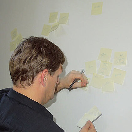 Arbeit an der Pinnwand